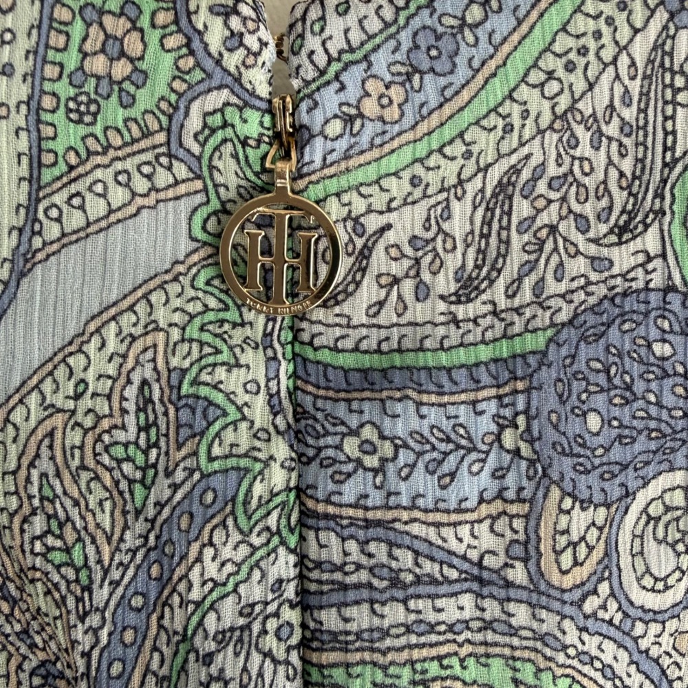 TOMMY HILFIGER Light Blue Paisley Chiffon Ladies Dancing Old Money Dress, 12 - Picture 8 of 8